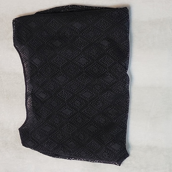 Max Studio Women's Size Small Black Sheer Lace Short Sleeve Top - Picture 4 of 5